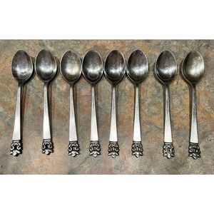Stanley Roberts Rogett Crown Tip Teaspoons Set Of 8 Japan Mid Century Modern